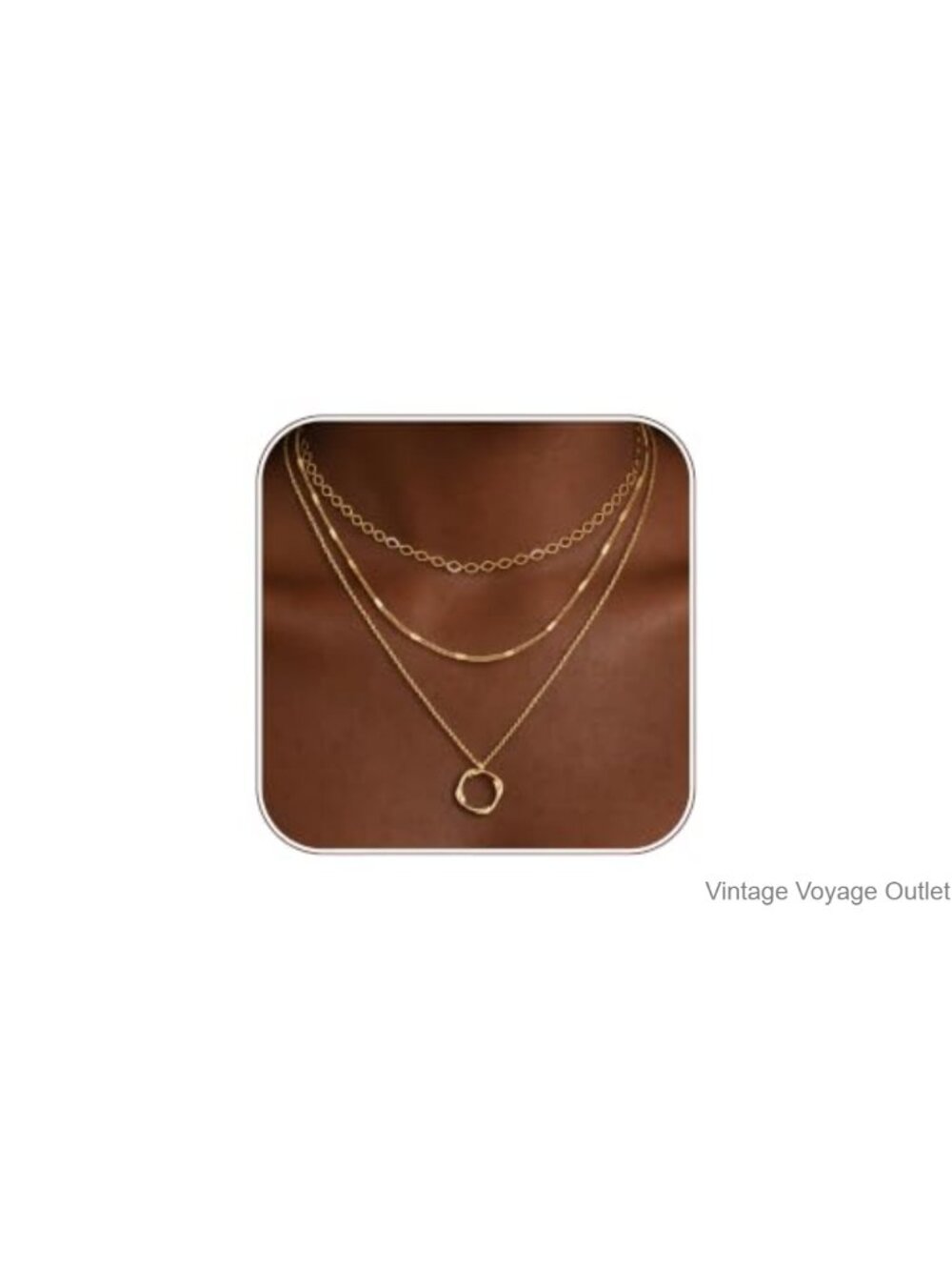 14K Gold Plated Layered Necklace Set 3Pc Paperclip Chain Women
